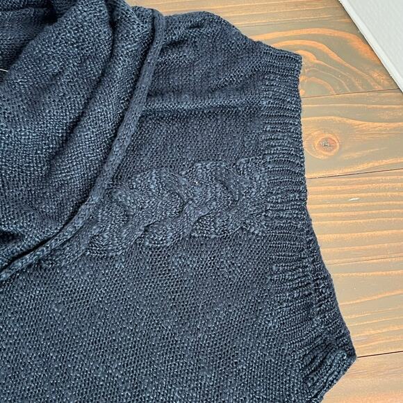 Pink Rose Open Knit Cowl Neck Navy Blue Sweater Vest NWT Size Small - Picture 6 of 16